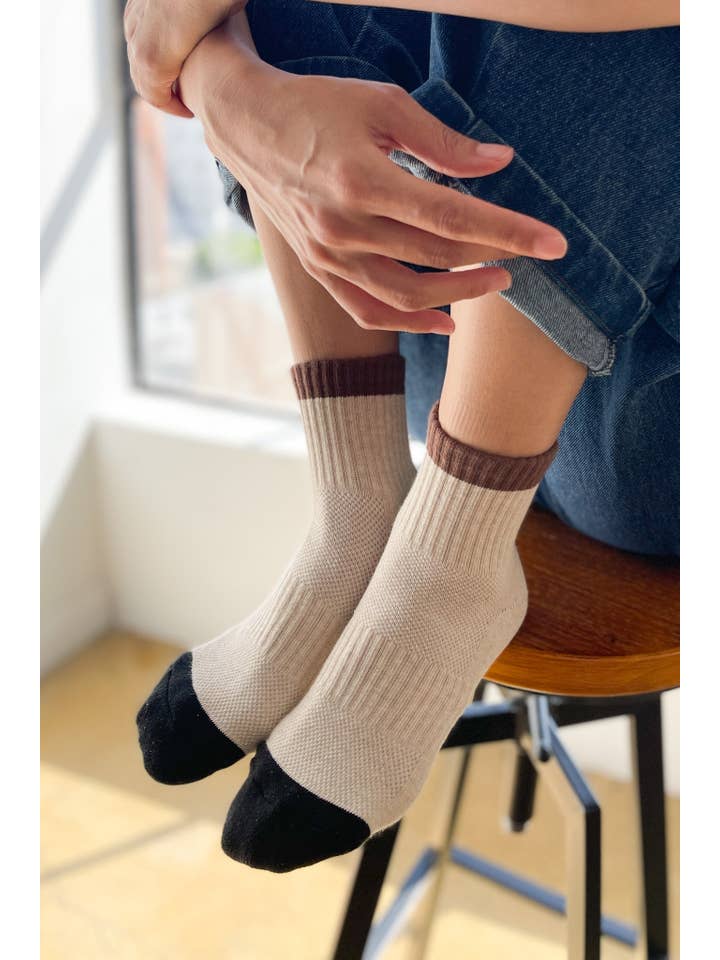 Le Bon Shoppe Color Block Girlfriend Socks Coffee Black