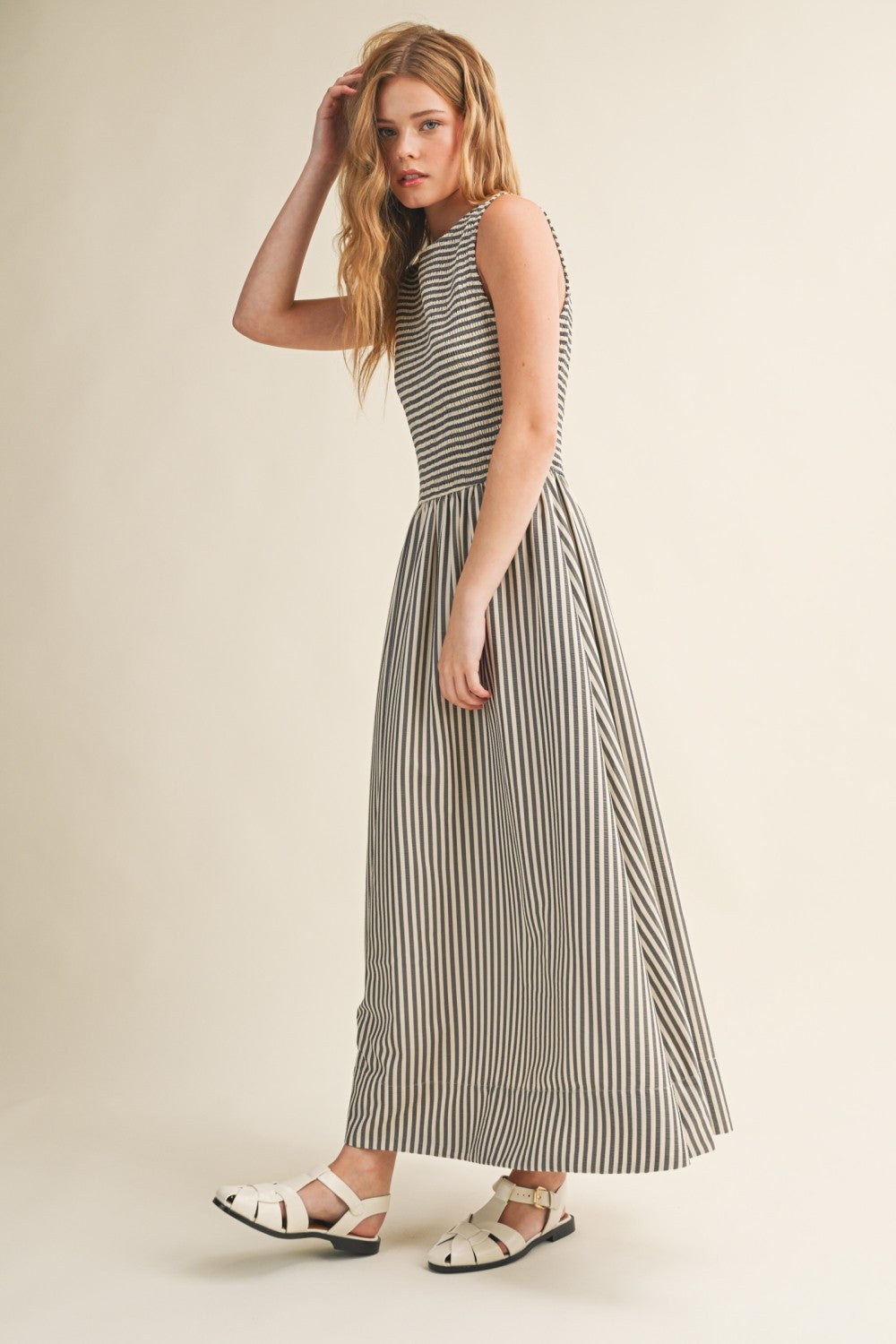 NYLAND Fianna Striped Smocking Top Dress
