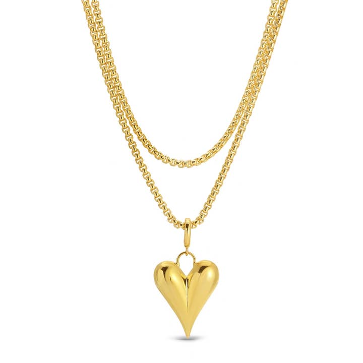 Splendid Iris Long or Doubled Up Elongated Bubble Heart Necklace