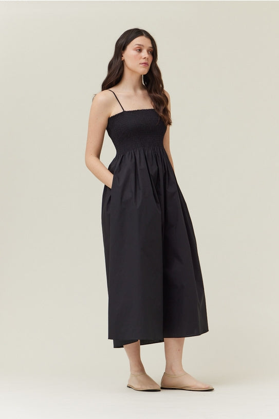 NYLAND Rikki Smocked Top Maxi Dress Black