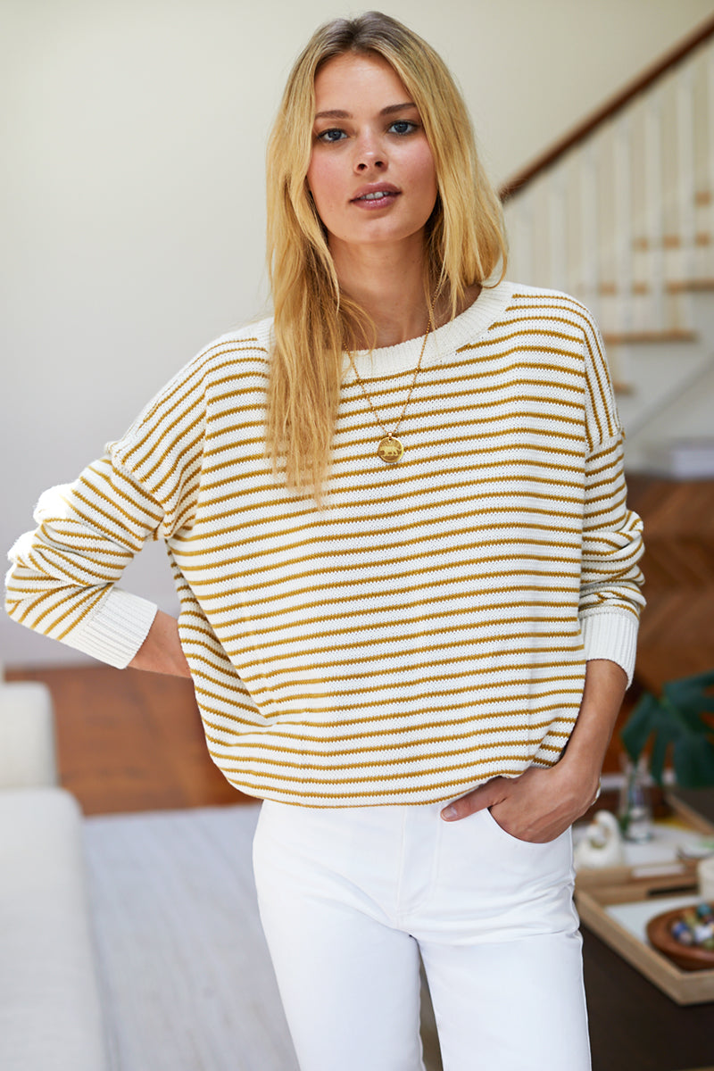 EMERSON FRY Carolyn Sweater in Marigold Stripe Organic