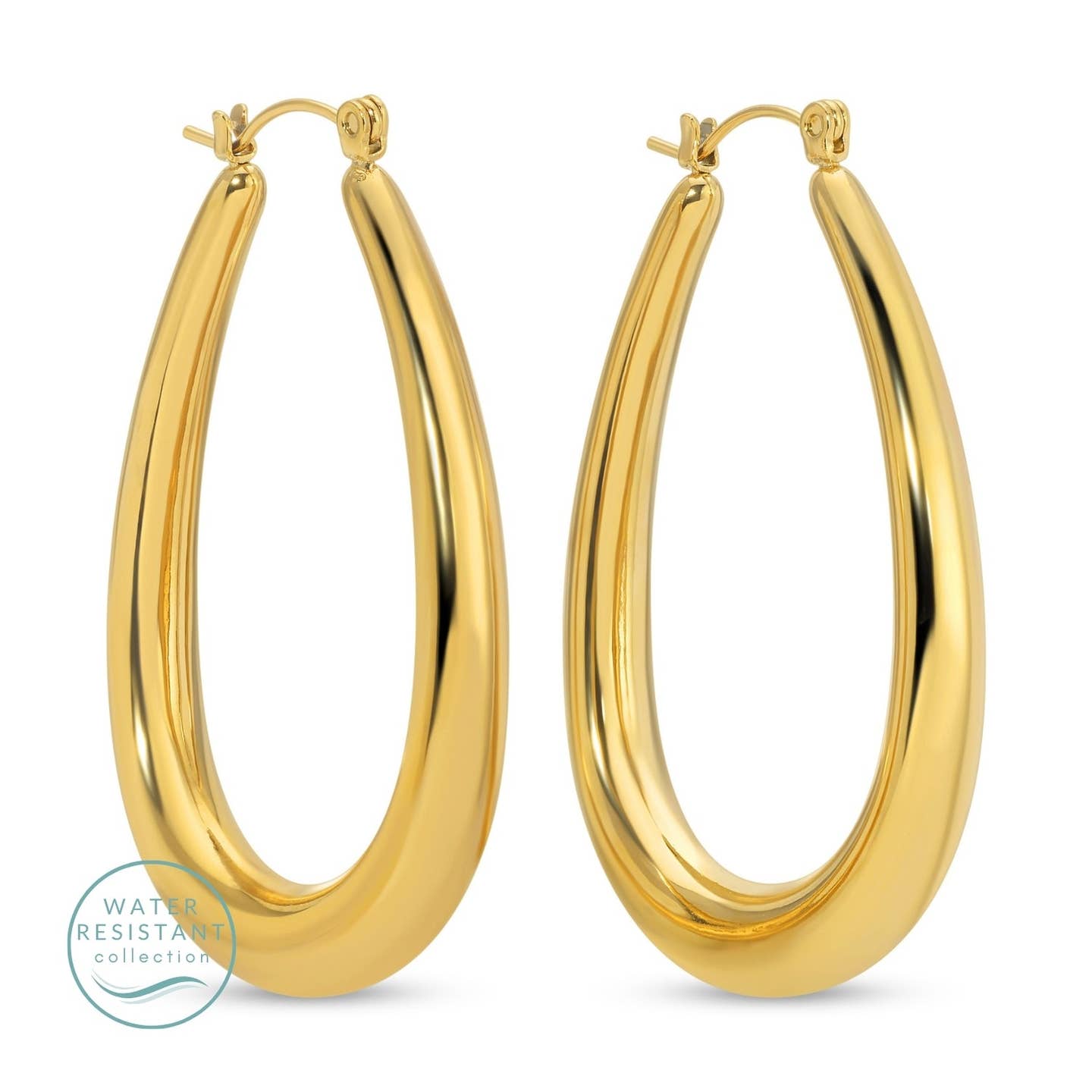 Splendid Iris Large Latchback Hoops, Water Resistant