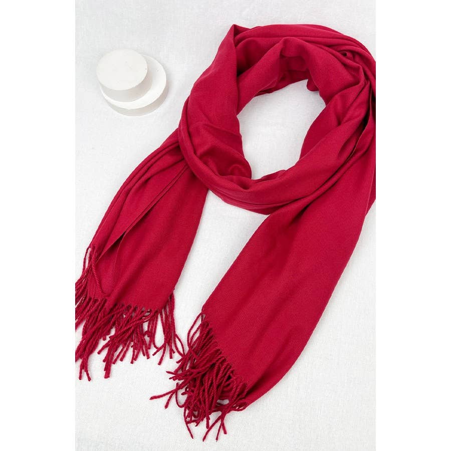 Love and Repeat Solid Cashmere Scarf in Red