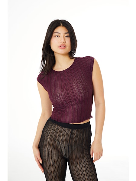 Find Me Now Ribbed Mesh Tee Wine