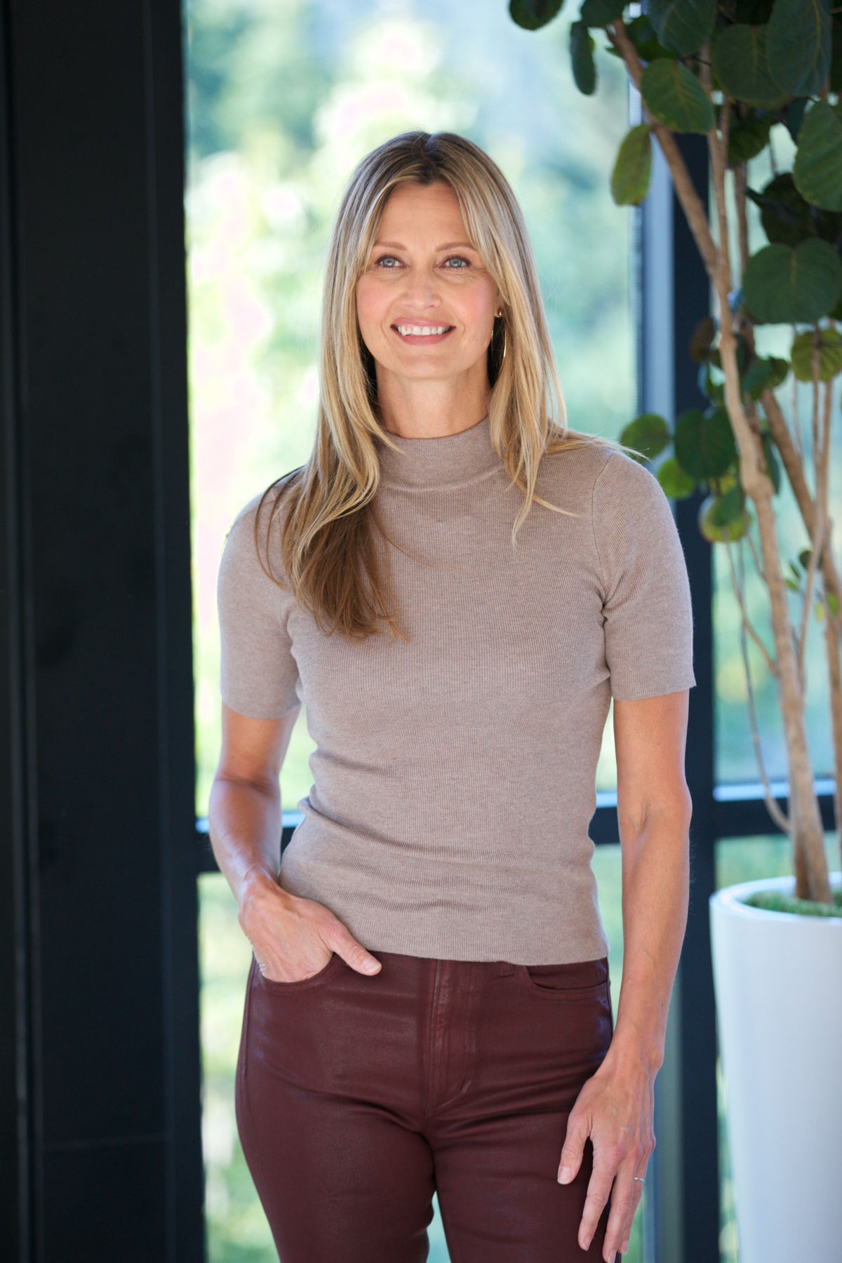 NYLAND Mable S/S Ribbed Sweater Mocha