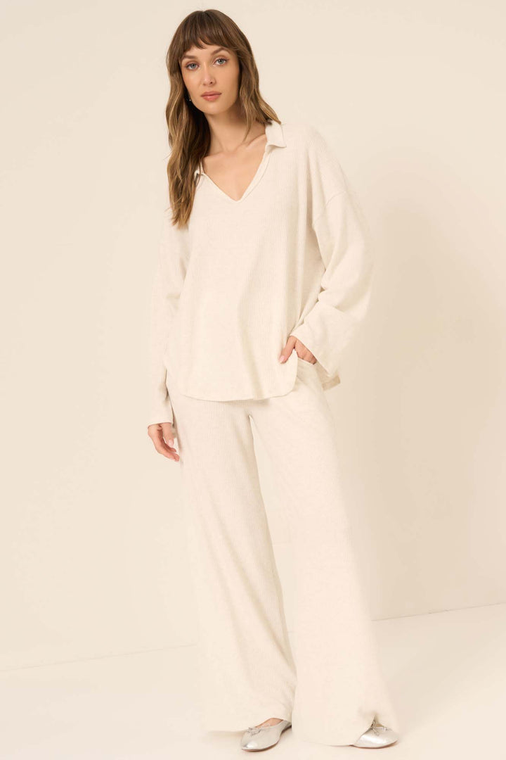 PROJECT SOCIAL T Zoey Brushed Rib Collared LS