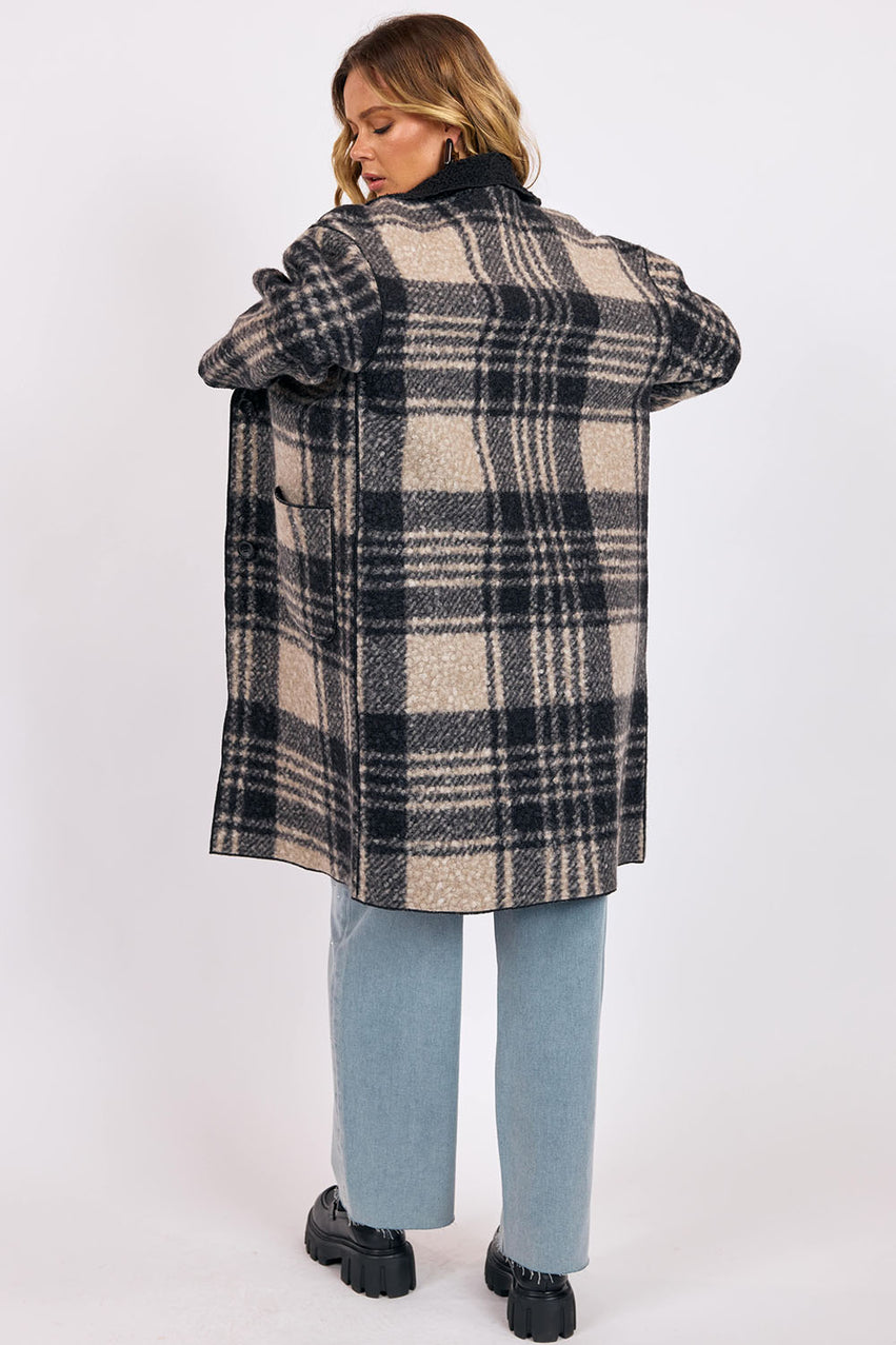 SAGE THE LABEL Sabrina Double Faced Plaid Coat