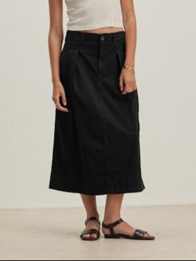 Velvet by Graham & Spencer Lilian Pleated Denim Skirt Black
