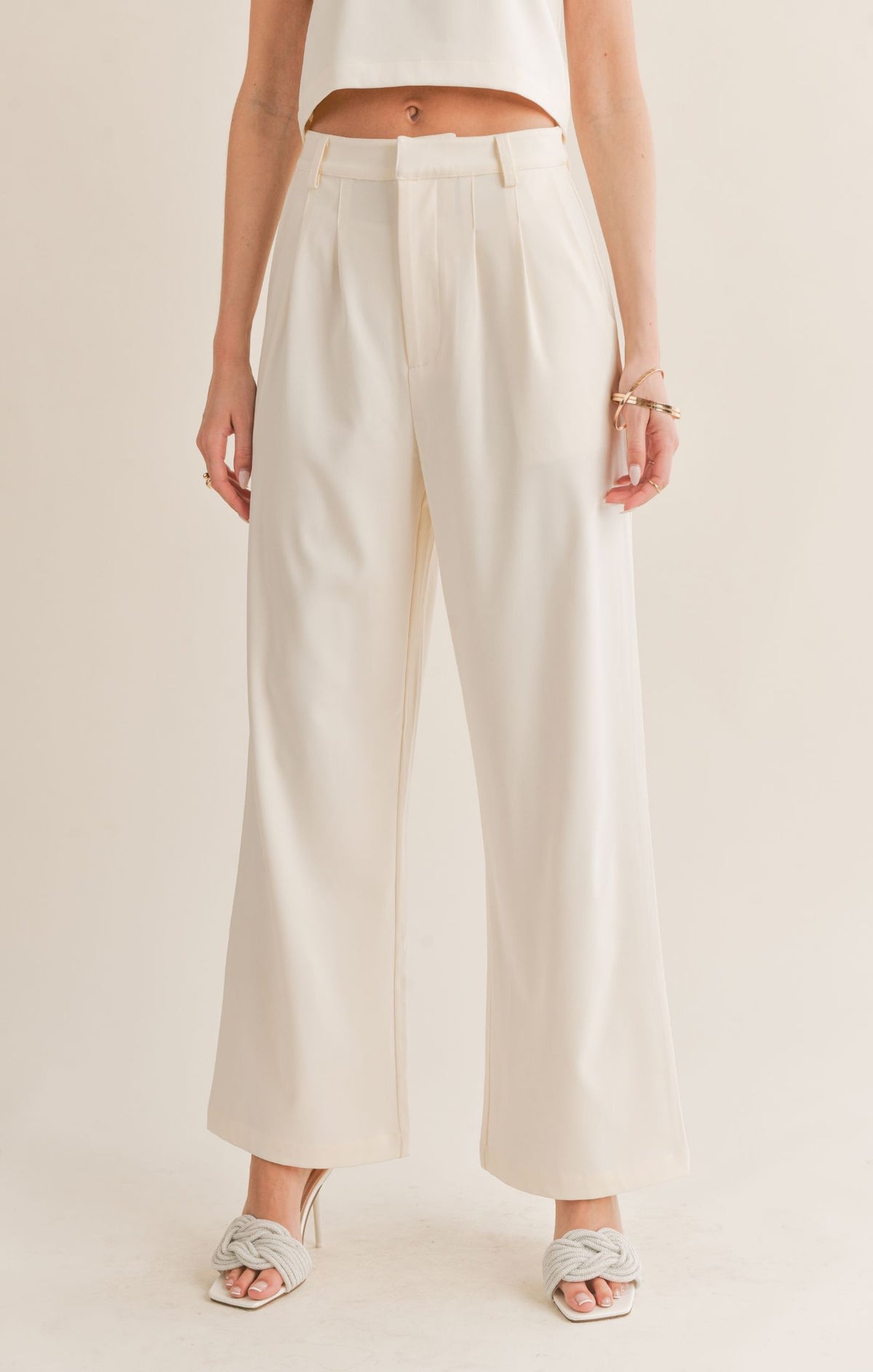 SAGE THE LABEL Follow Me Pleated Trousers Off White