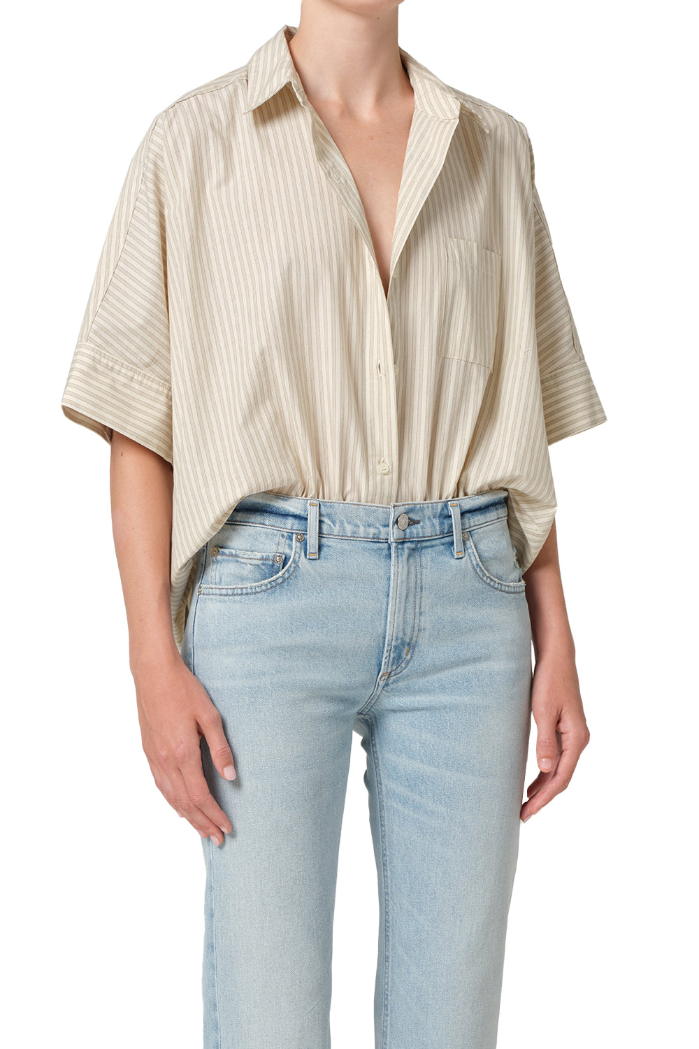 Citizens of Humanity Claire Origami Shirt in Ciro Stripe