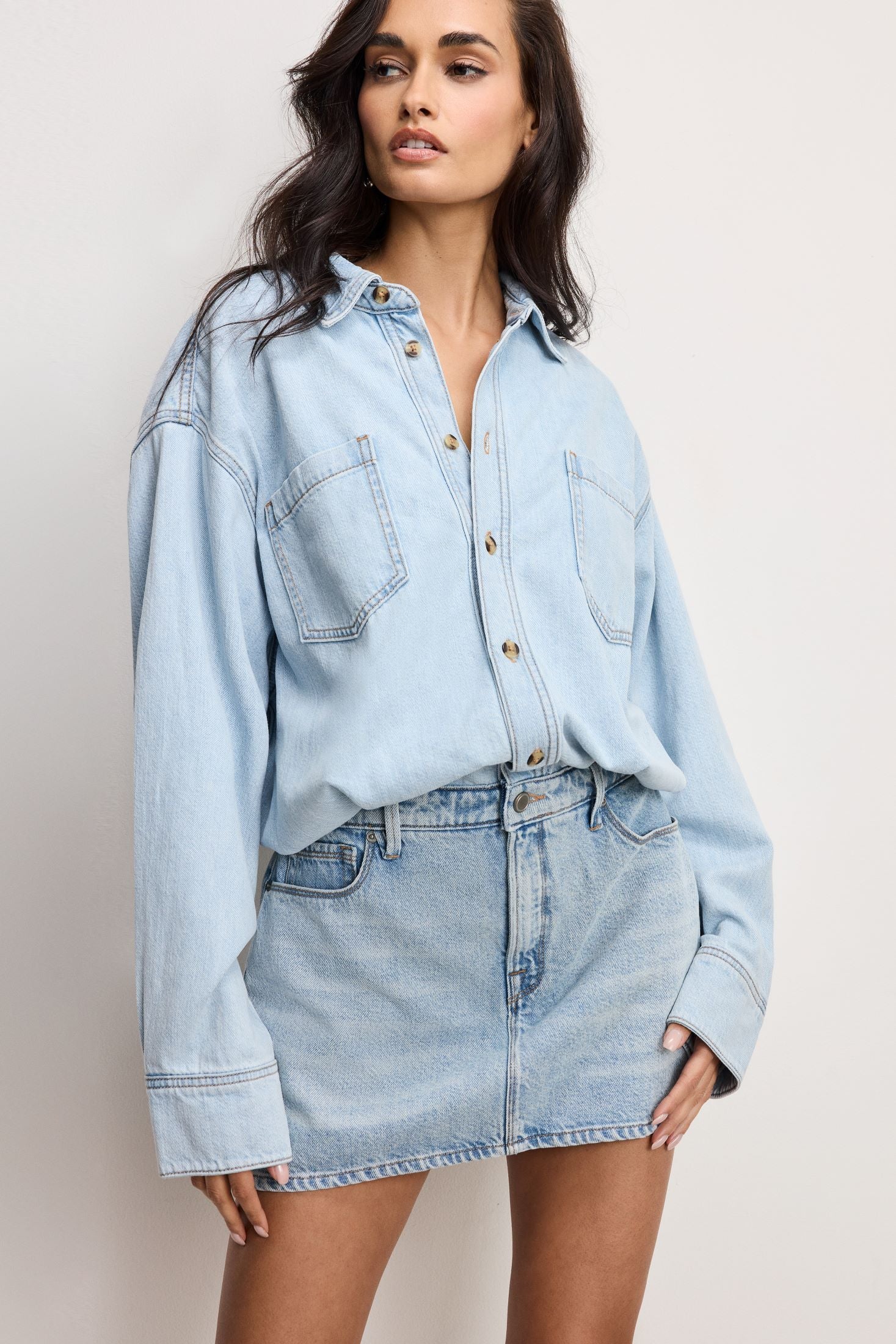 Good American Denim Shirt Dress Indigo 795