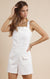 SAGE THE LABEL Self Control Stretch Twill Romper w/ Contrast Stitching