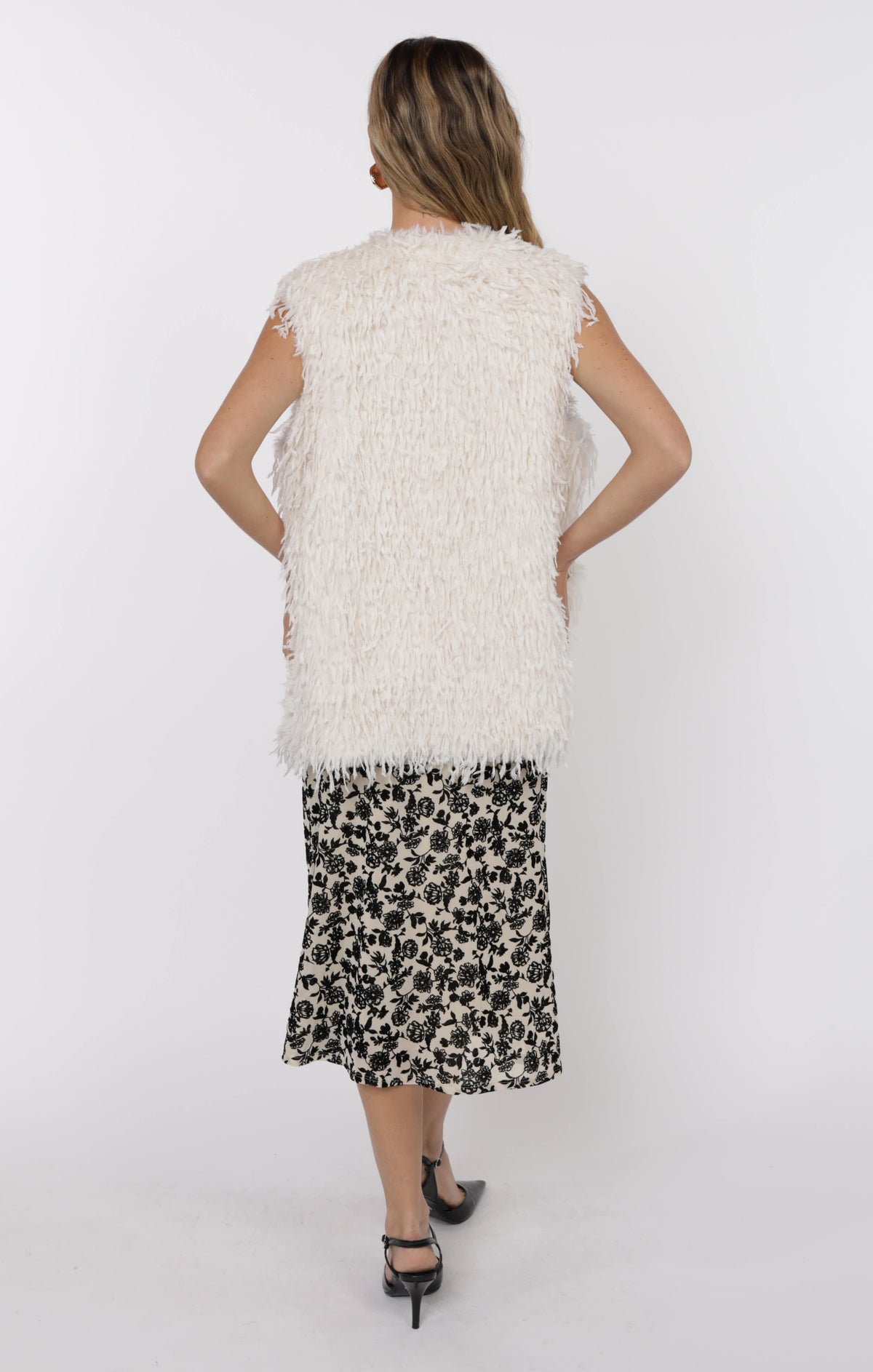 SAGE THE LABEL Trailblazer Fringe Fur Long Vest