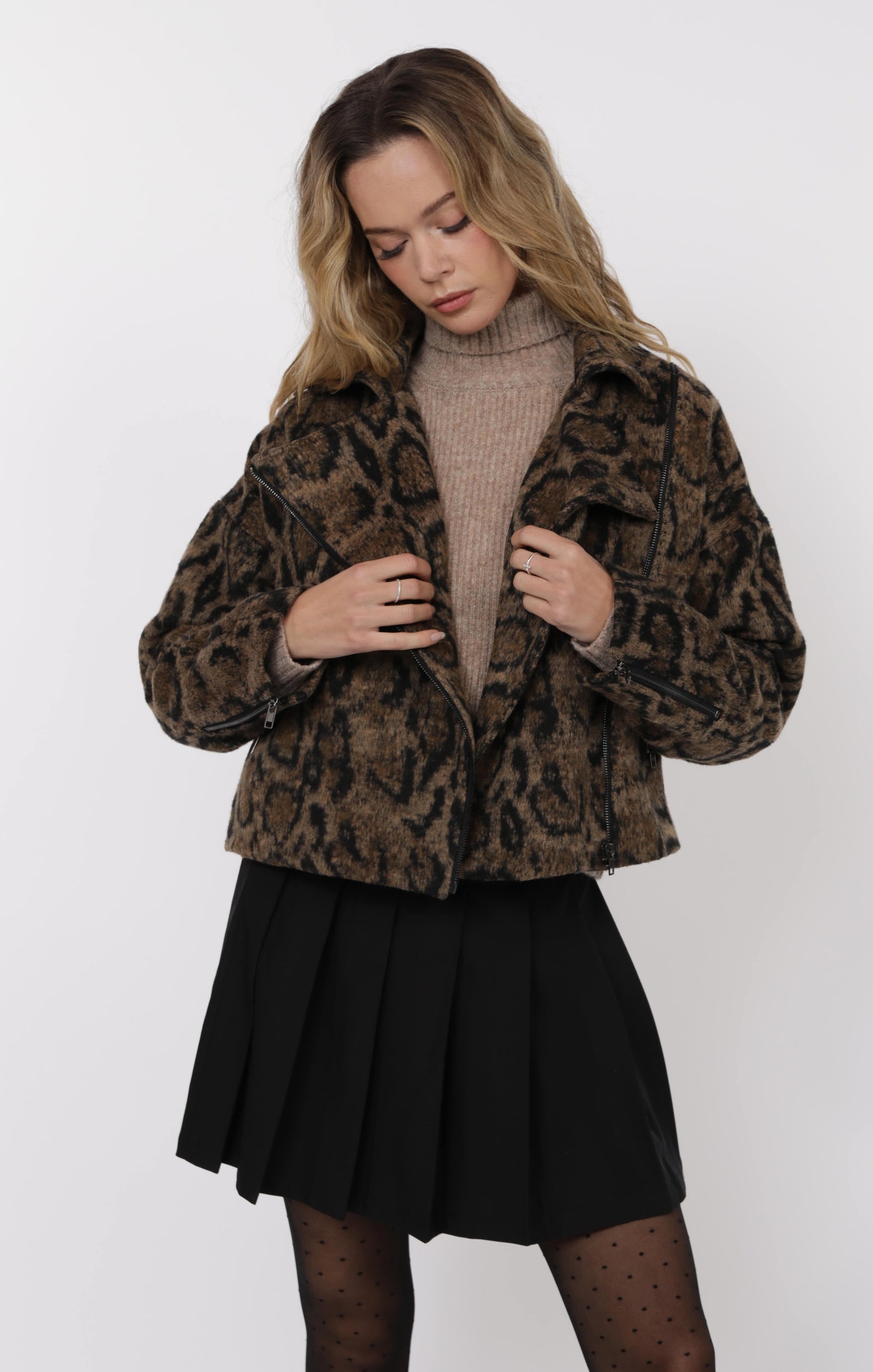 SAGE THE LABEL Strada Brushed Vegan Leopard Oversized Jacket