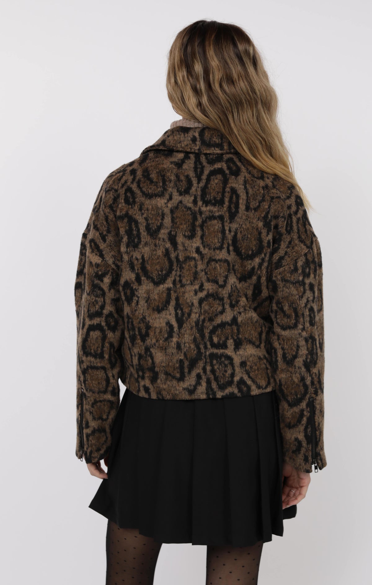 SAGE THE LABEL Strada Brushed Vegan Leopard Oversized Jacket