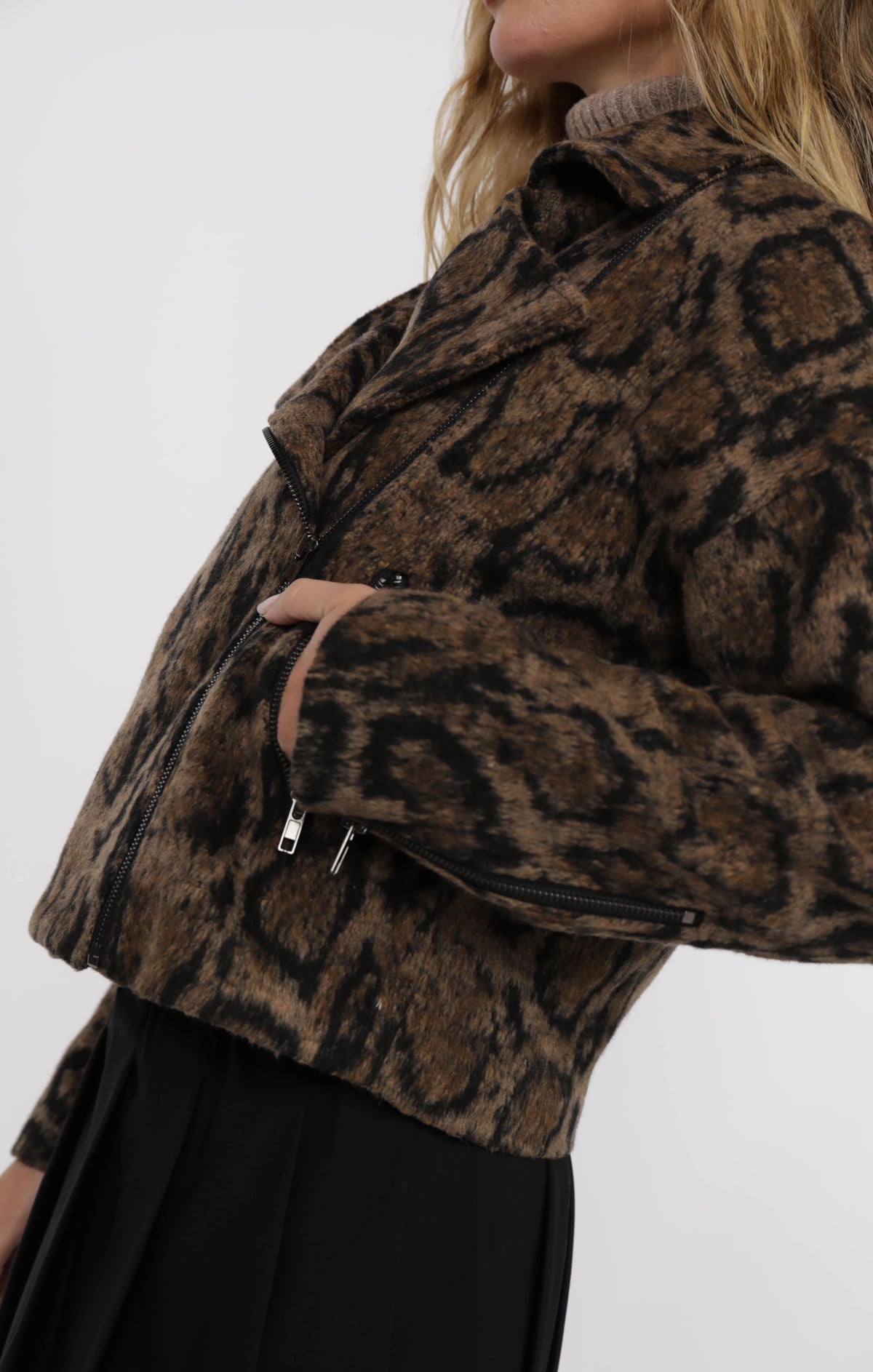 SAGE THE LABEL Strada Brushed Vegan Leopard Oversized Jacket