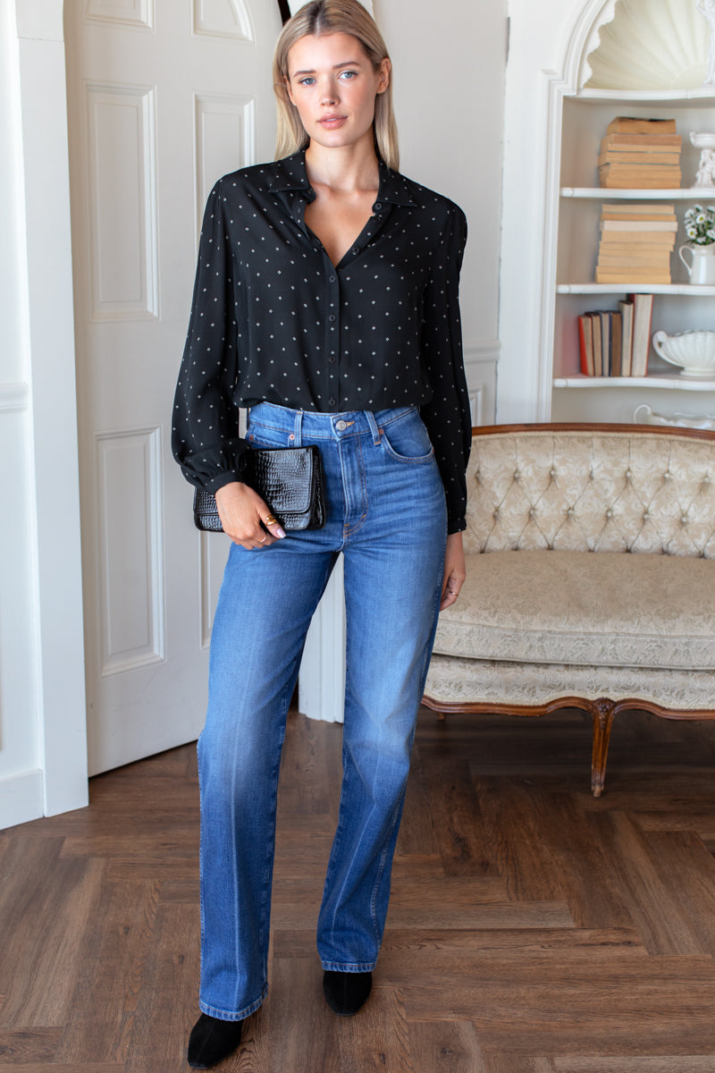 EMERSON FRY Frankie Blouse in Black Swan Diamonds