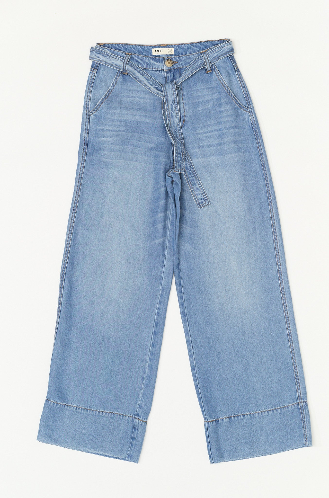 OAT Belted High Rise Wide Leg in Ophelia Medium Wash