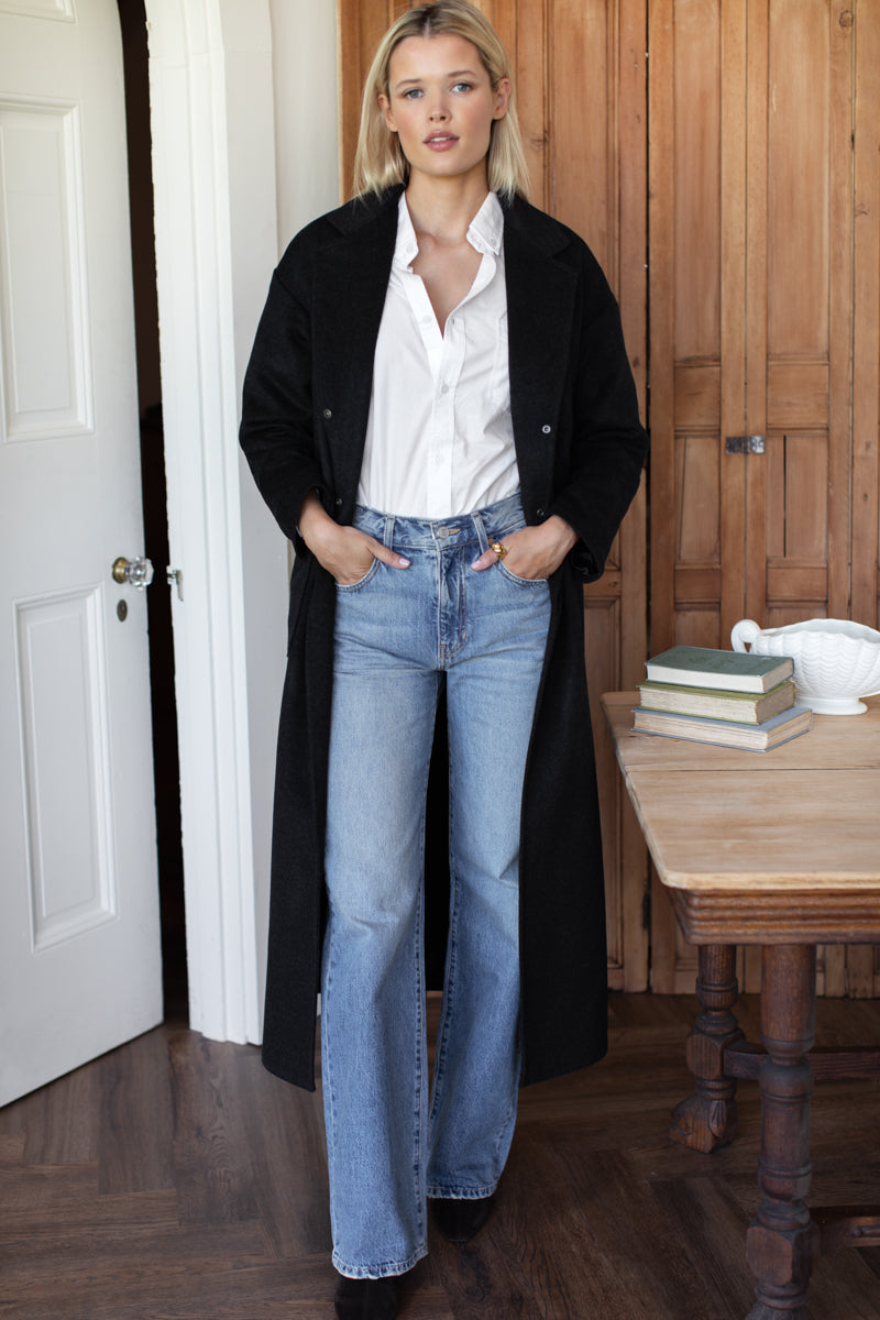 EMERSON FRY Drop Shoulder Long Coat Charcoal