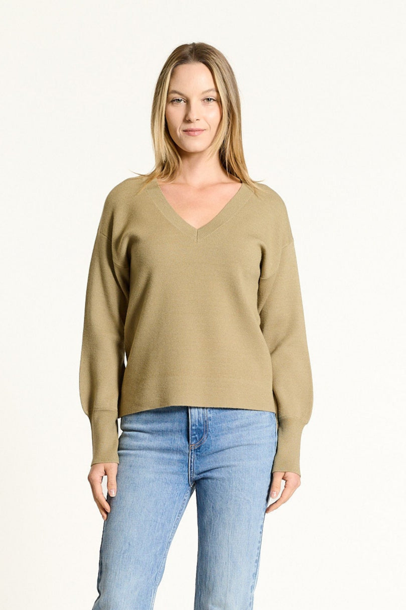 OAT V-Neck Balloon Sleeve Sweater Fine Sage