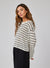 Bella Dahl Crew Neck Sweater in Ivory/Black Stripe