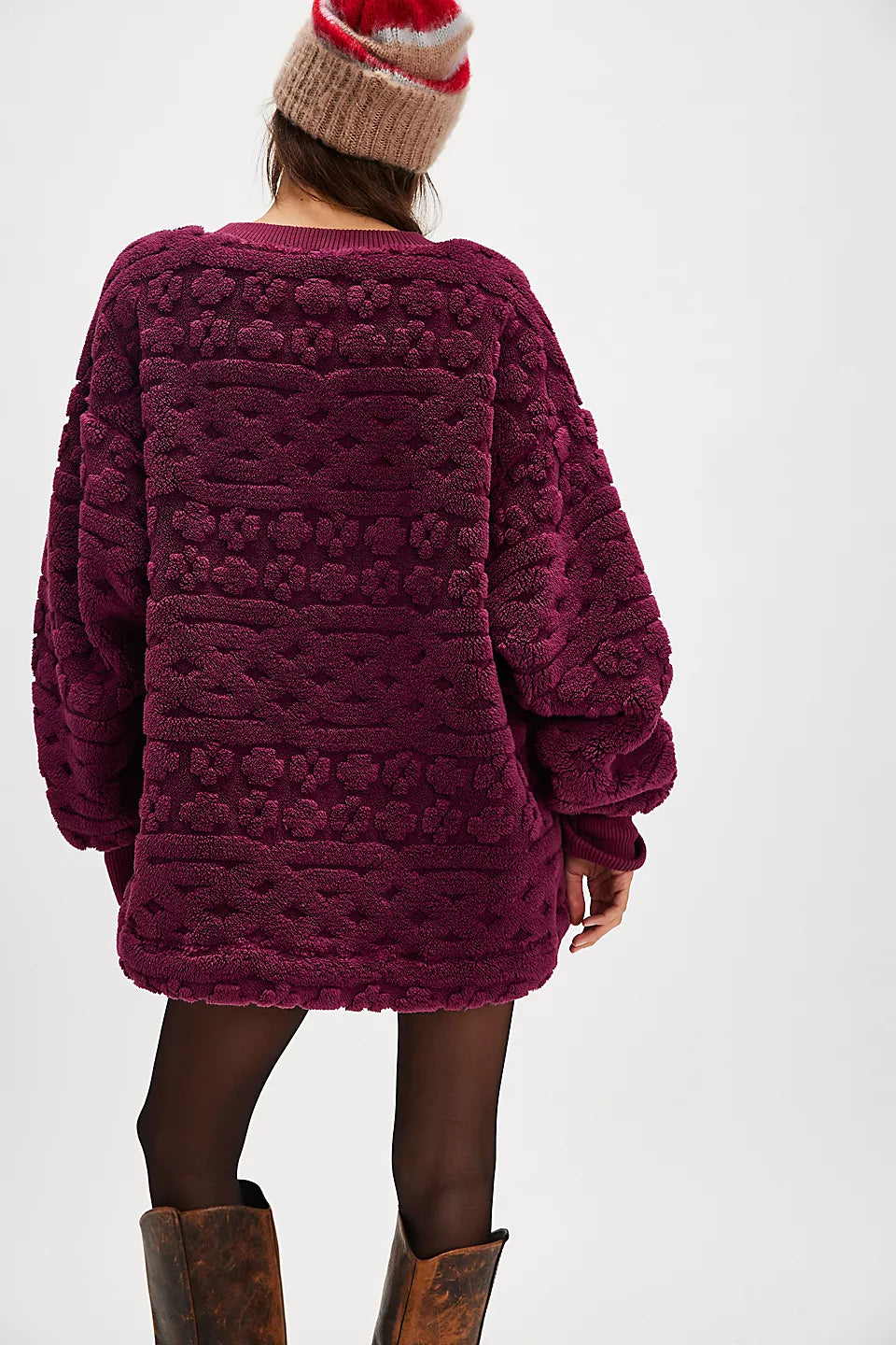 Free People Cable Knit Sweater Berry