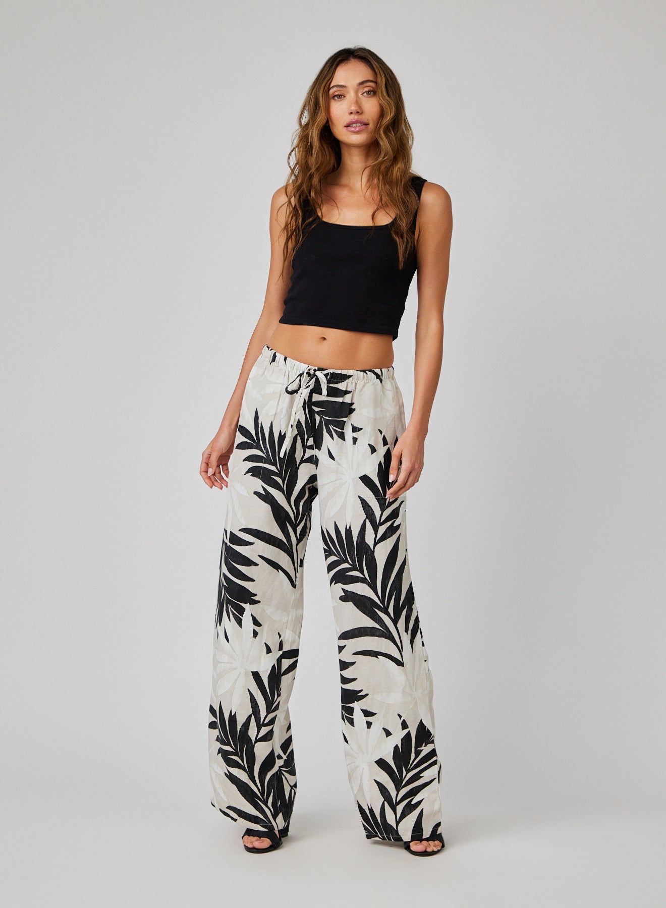 Bella Dahl Wide Leg with Drawstring Maui Palm Print