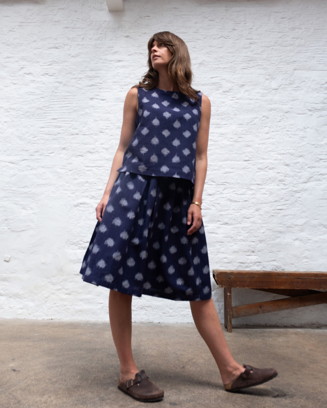 BIBICO Pippa Sleeveless Top in Dot Indigo