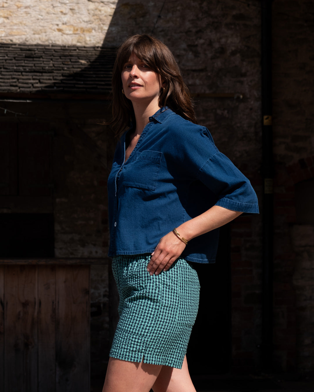 BIBICO Ava Oversized Blouse in Textured Denim