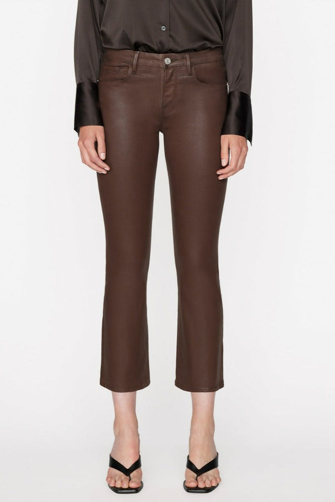 FRAME Le Crop Mini Boot Coated in Dark Chocolate