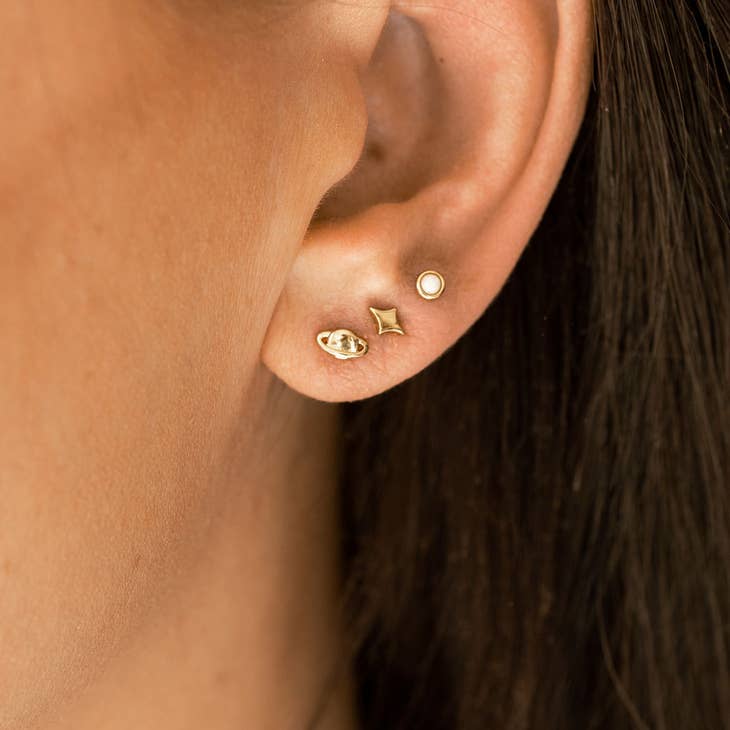 The Land of Salt Saturn Planet Stud Earrings