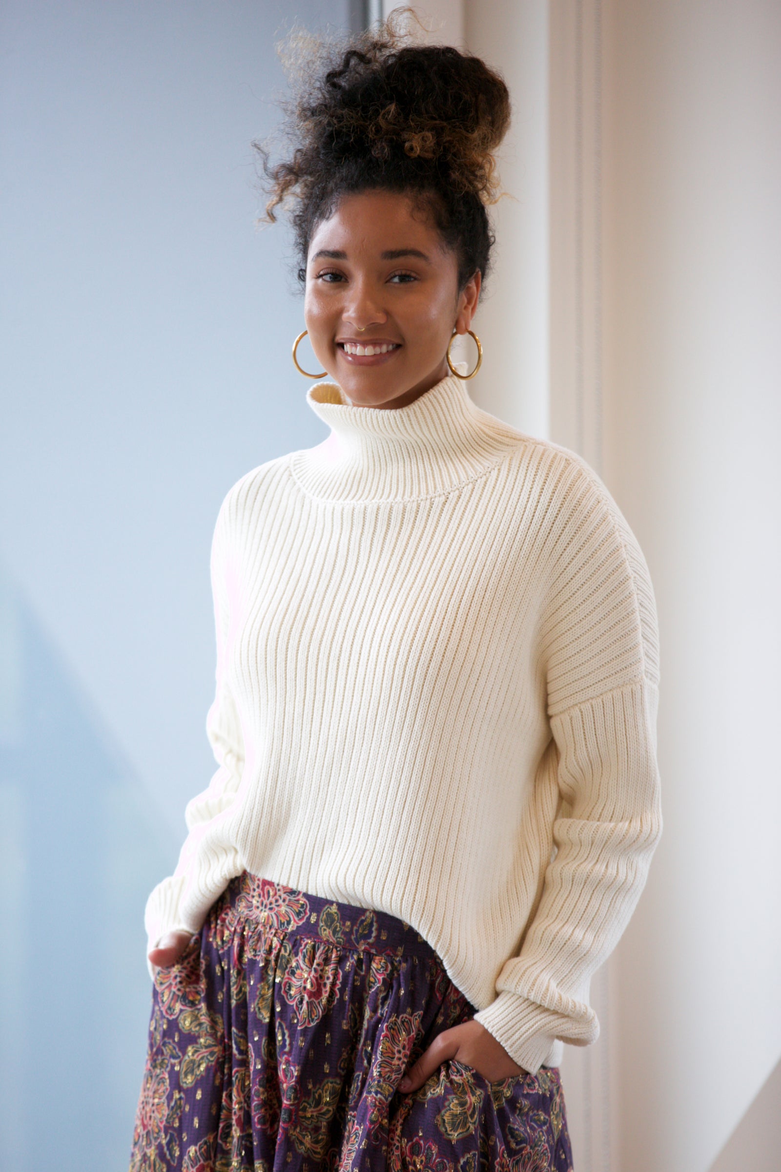 EMERSON FRY Carolyn Funnel Neck Sweater Ivory