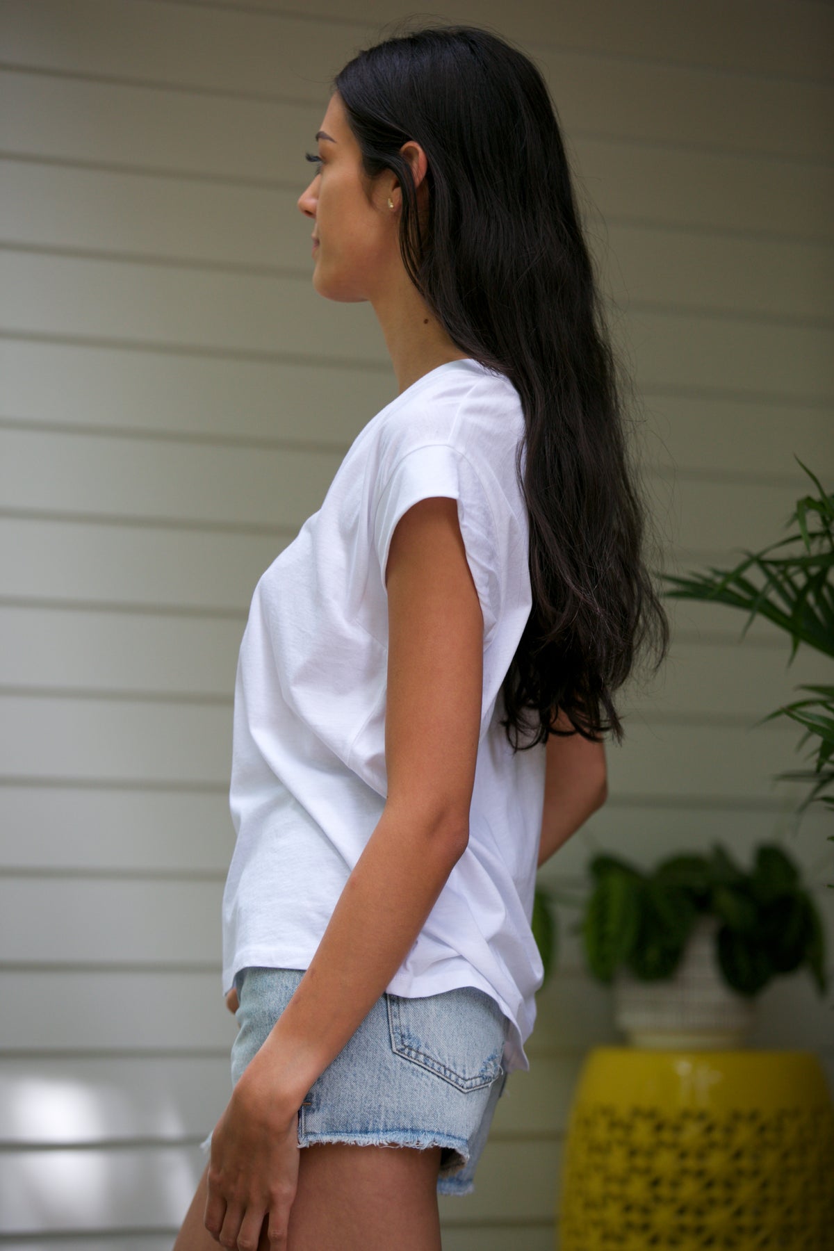 FRAME Le Mid Rise V in Blanc