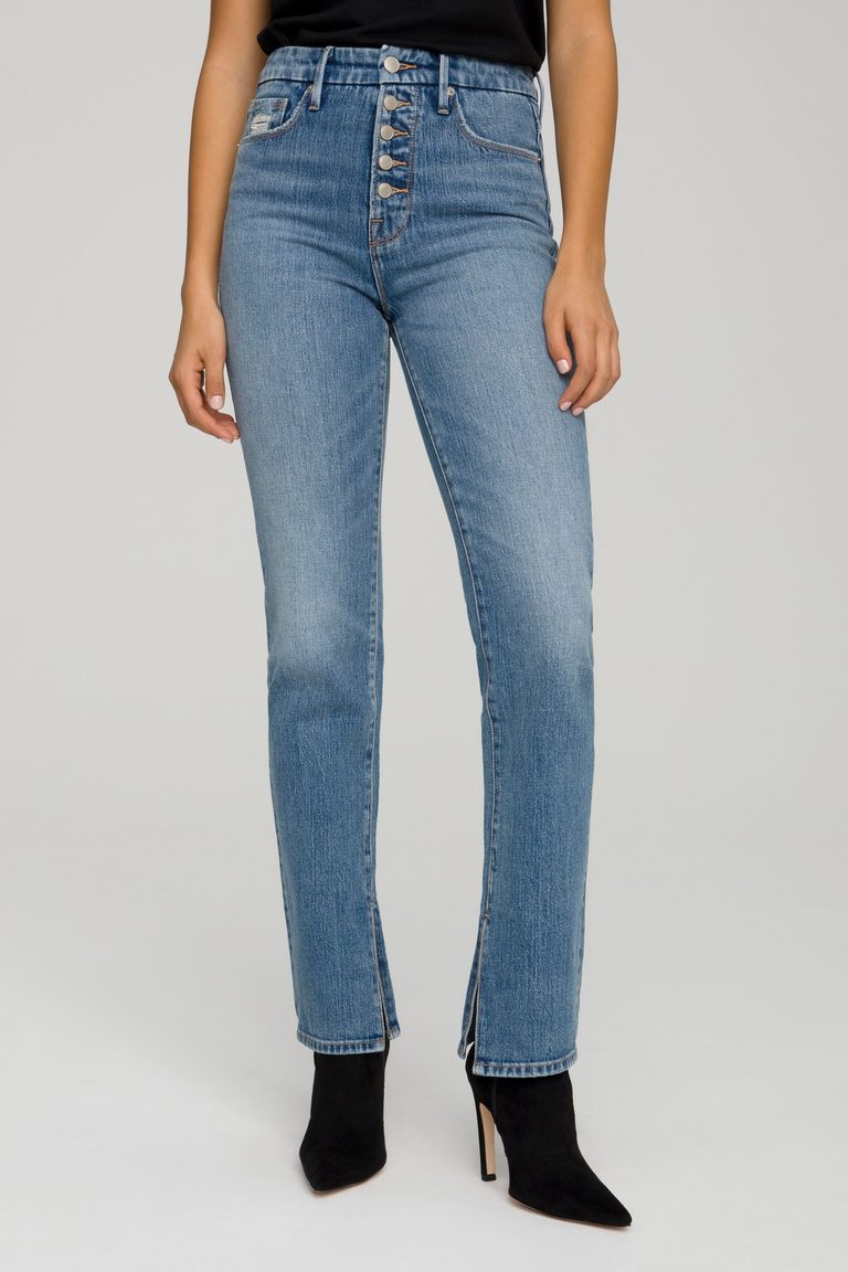 Good American Good Boy Exposed Button in Blue 657