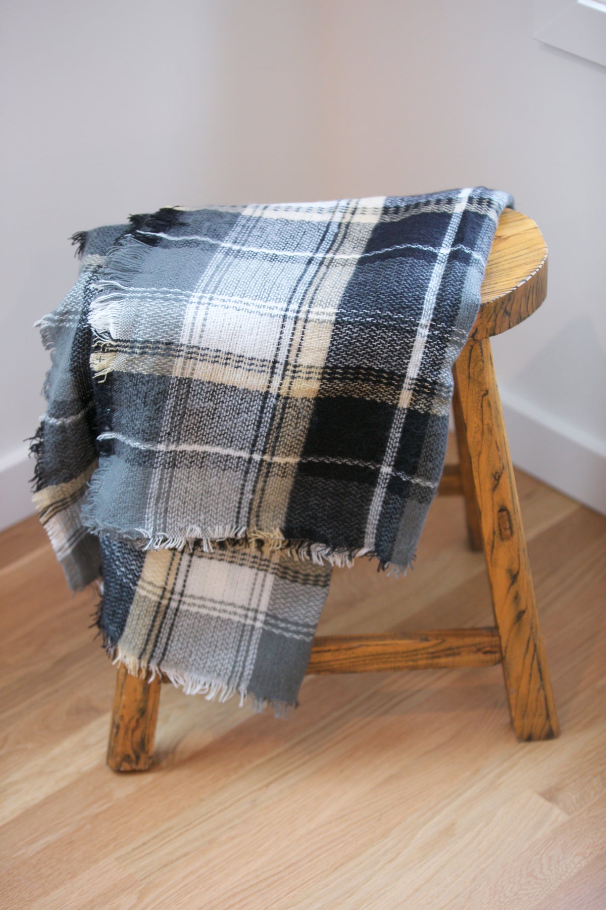 ADORN Frayed Edge Plaid Scarf