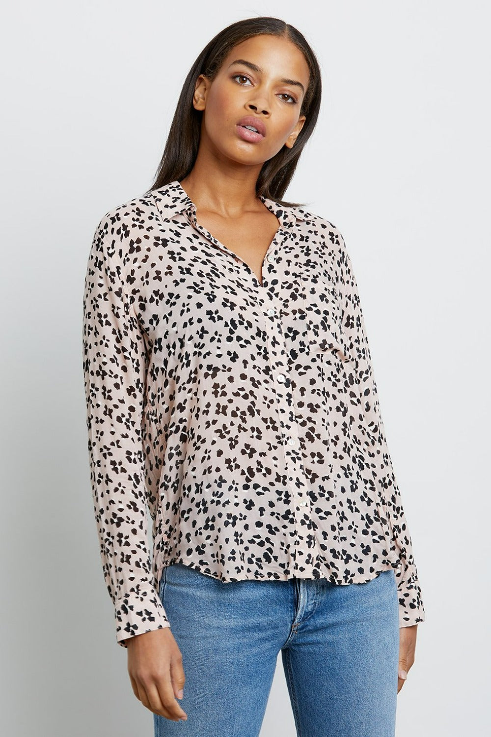 Rails Josephine Button Down Rose Floral Cheetah